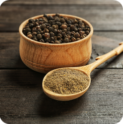 black pepper spice and peppercorns