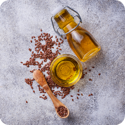 flaxseed oil in glass jars