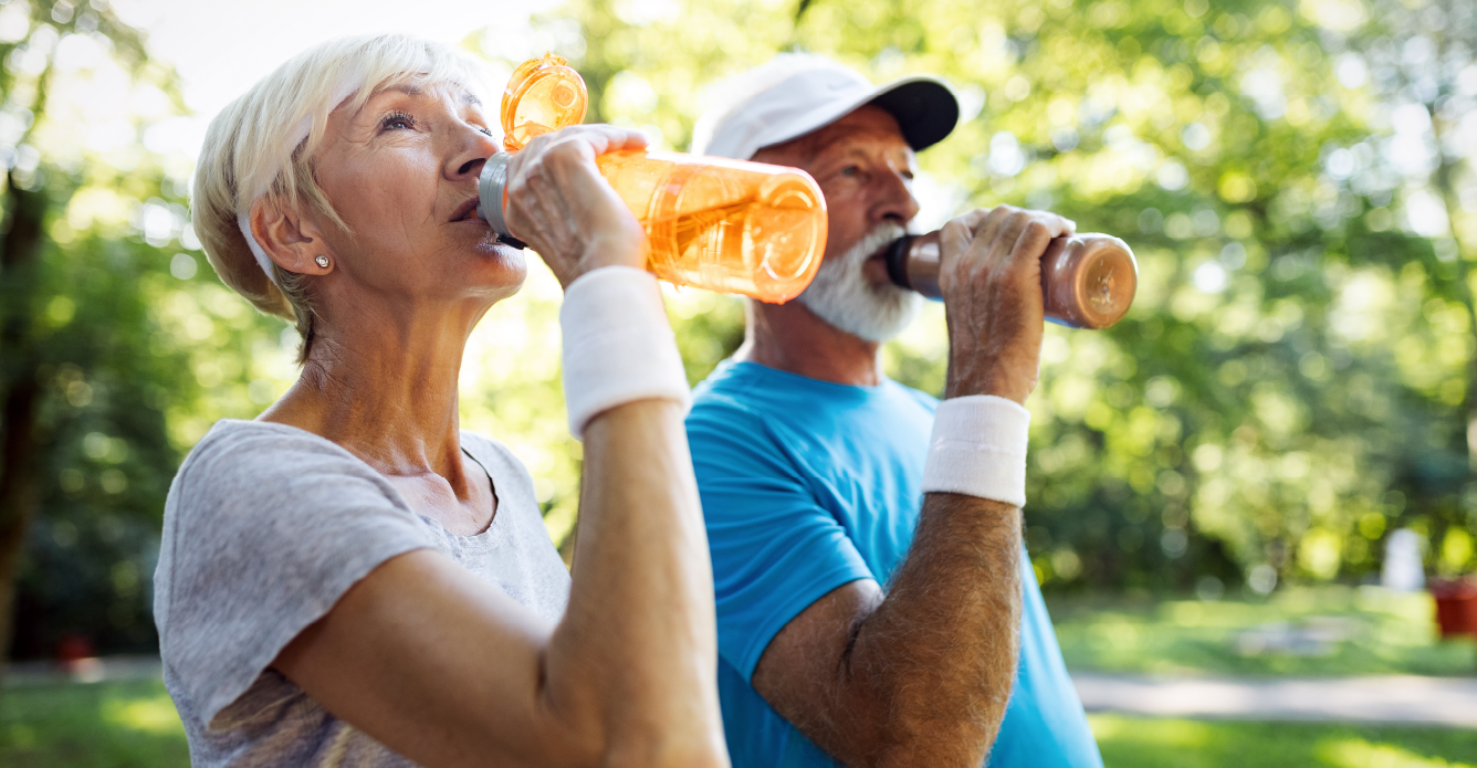 people outdoors hydrating